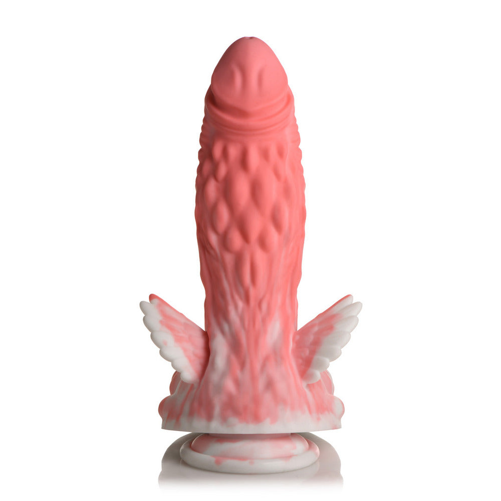 Pink Pegasus dildo with wings for playful pleasure.