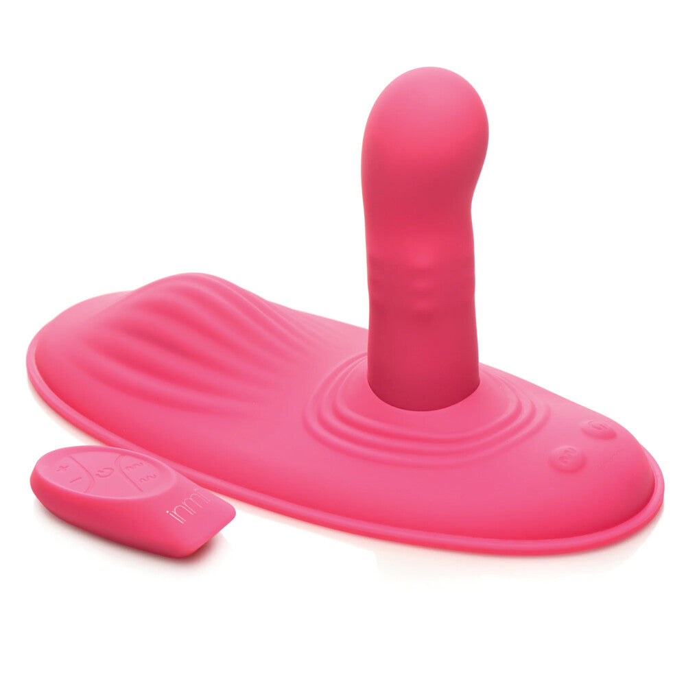 Pink INMI Spin N Grind massager with remote for exciting exploration.