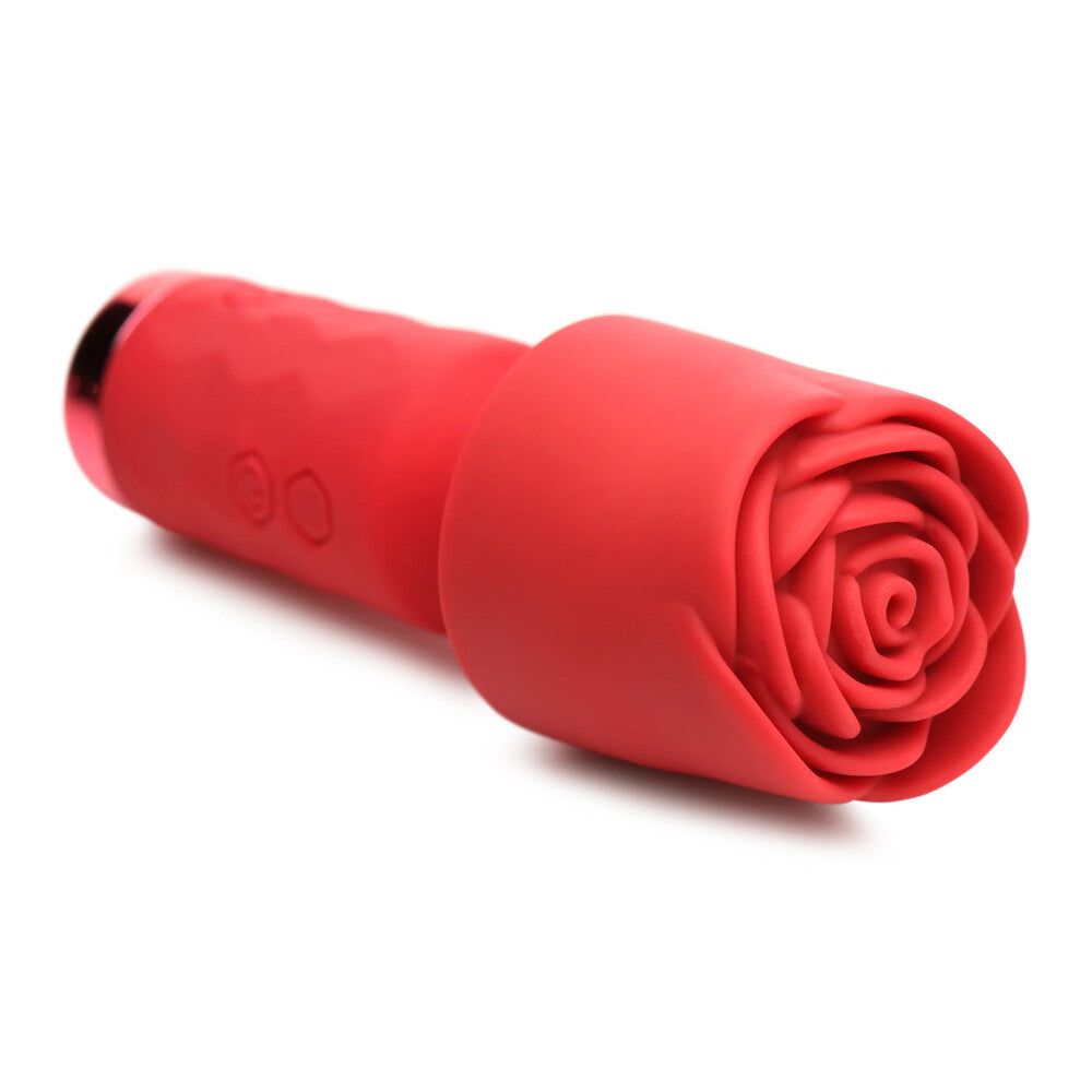 XR Brands Bloomgasm Rose Petite Mini Wand in striking red. For solo fun, and adventurous explorations.