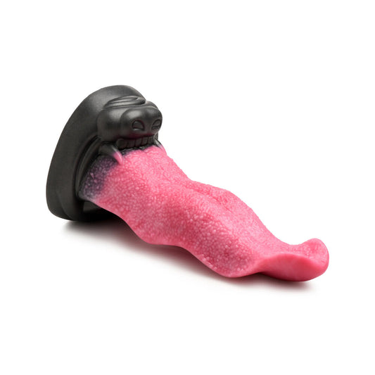 XR Brands Wolfs Lick Maw silicone dildo with detailed pink tongue.