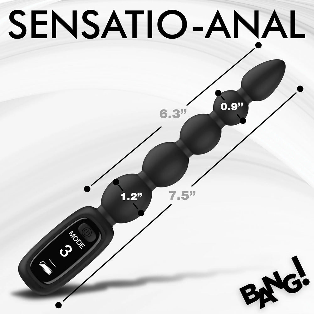 Silicone anal beads with dimensions for pleasure play.
