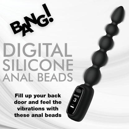Play Hard Digital Silicone Anal Beads: black, beaded pleasure for intense thrills.