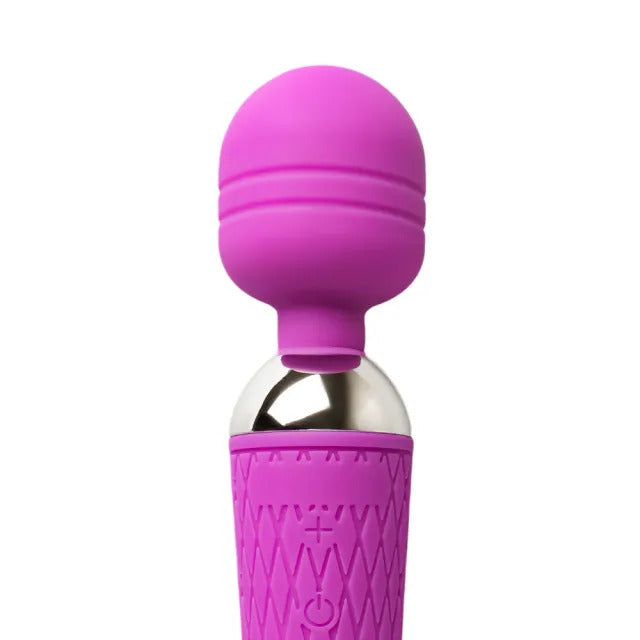 A vibrant, rechargeable purple magic wand.