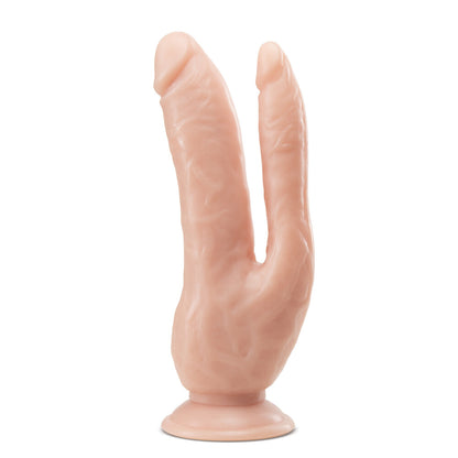 Dual penetrating pleasure toy with suction cup base.