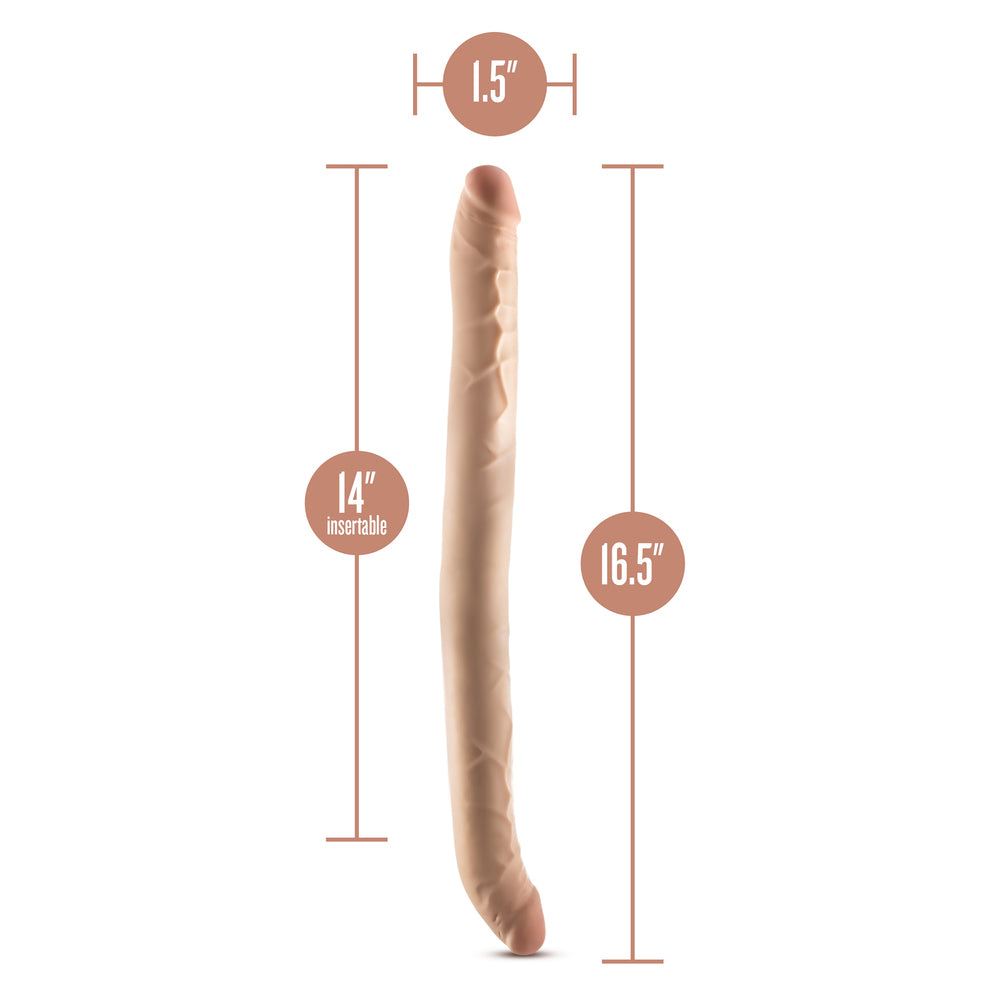 Posable, tan-coloured double dong dimensions diagram