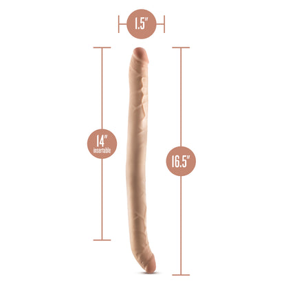 Posable, tan-coloured double dong dimensions diagram