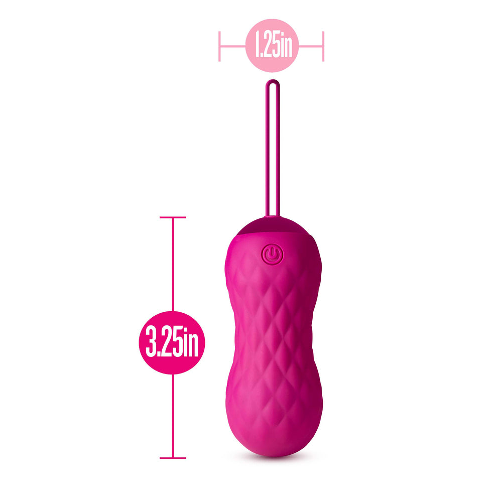Lush Carina Remote Control Egg vibrator with dimensions, raspberry pink.