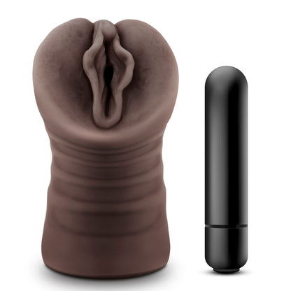 Chocolate masturbator toy with a bullet vibrator.