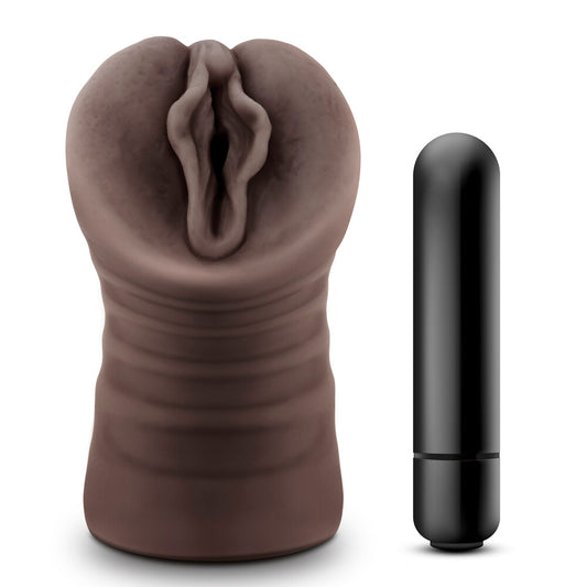 Chocolate masturbator toy with a bullet vibrator.