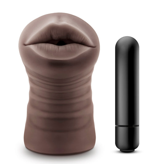 Heather chocolate vibrating stroker.