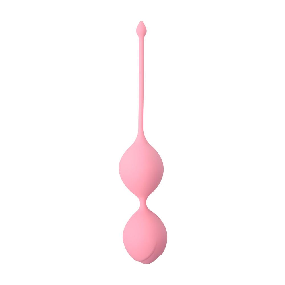 Pink silicone love balls for pelvic floor exercises.