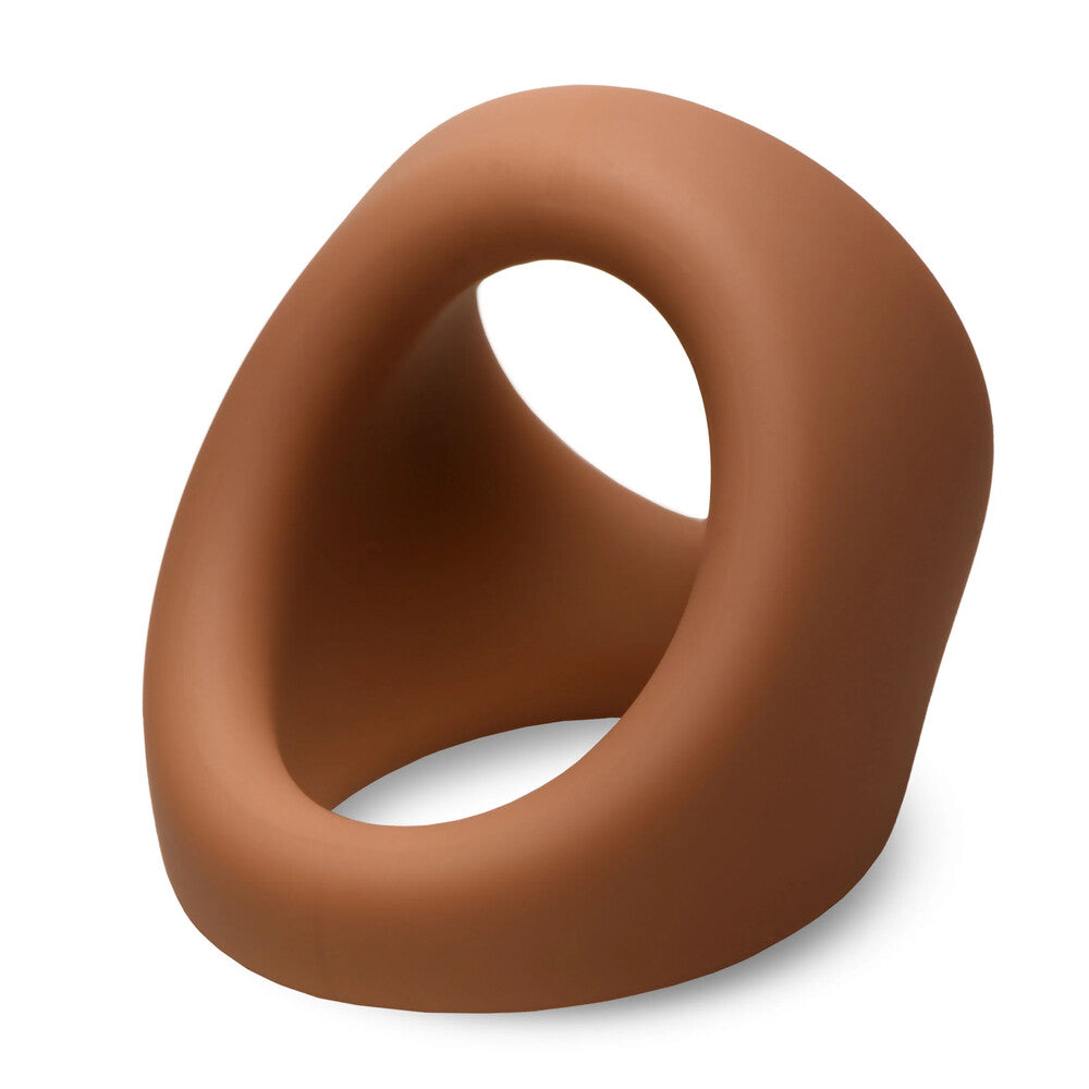 Brown silicone cock and ball ring for enhanced pleasure