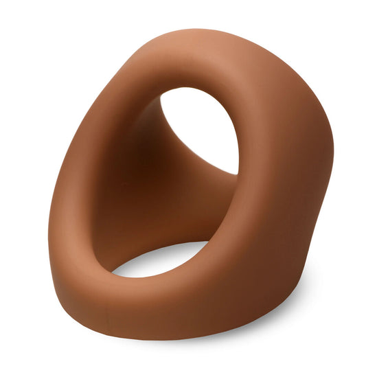 Brown silicone cock and ball ring for enhanced pleasure