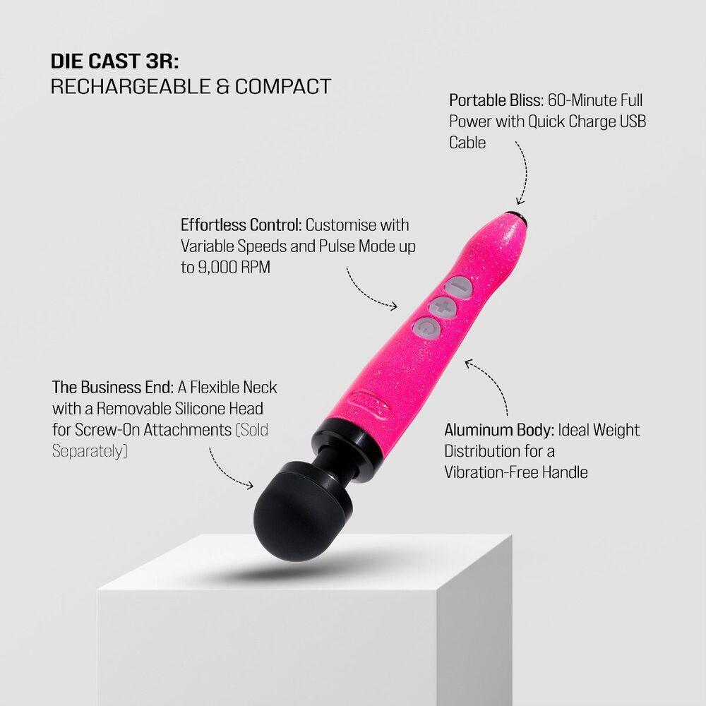 Doxy Die Cast 3R hot pink wand massager.