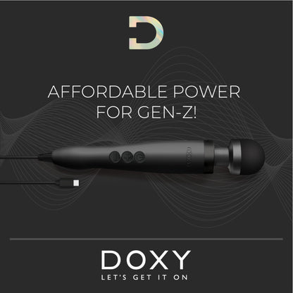 Doxy Wand 3: Black USB-powered massager for affordable, Gen-Z pleasure.