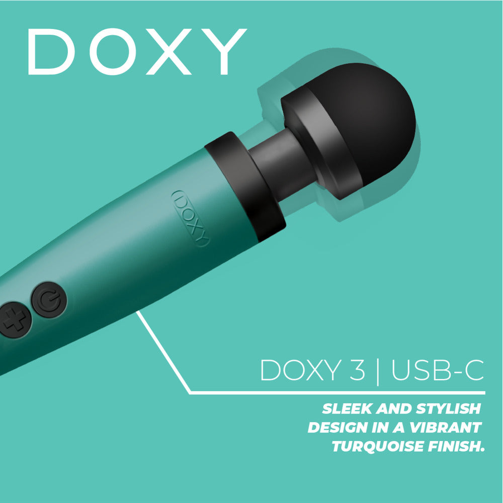 Doxy Wand 3 in turquoise: Your new pleasure pal awaits.

