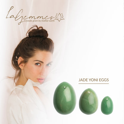 La Gemmes Jade Yoni Eggs with confident woman for pelvic floor exercise
