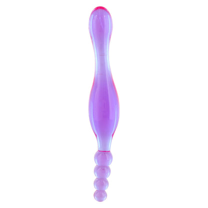 Pink anal probe with double tips for smooth exploration.