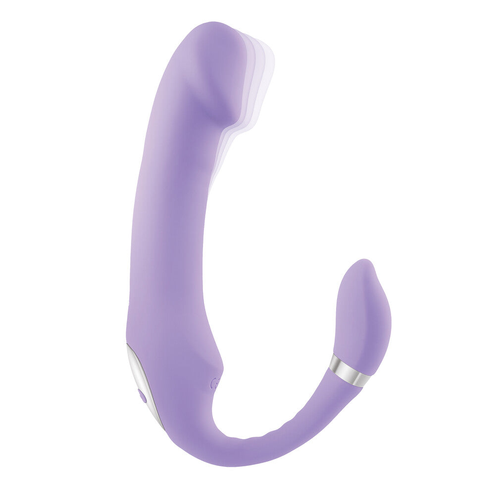 Purple C-shaped vibrator for clitoral and G-spot stimulation.