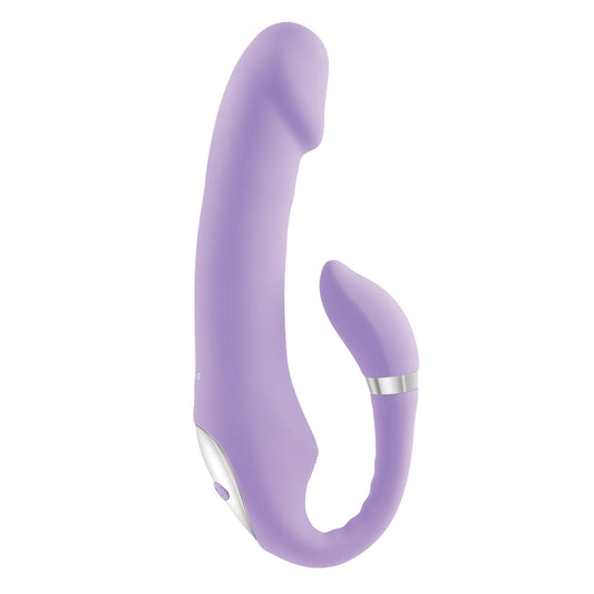 Lilac C-shaped vibrator for internal stimulation.