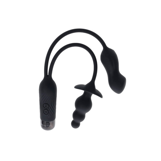 Double the pleasure, double the fun, with this chic, black, rechargeable vibrator from Gender X.