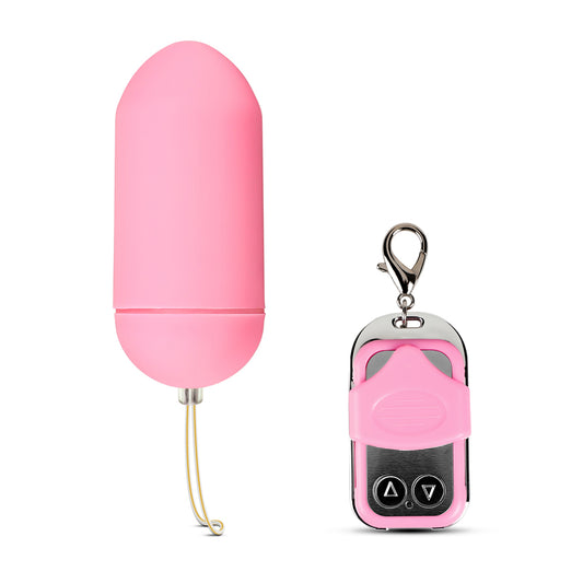 Pink egg vibrator with remote control.  The perfect solo adventure, or daring couples play.