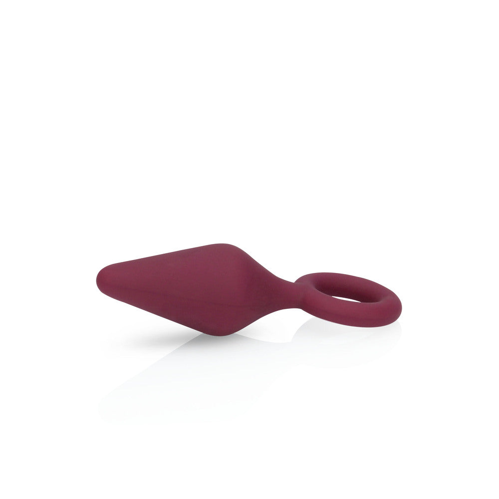 Burgundy silicone beginner's anal plug toy.
