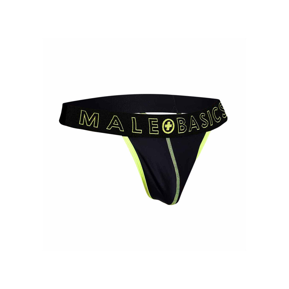 Male Basics neon yellow thong.