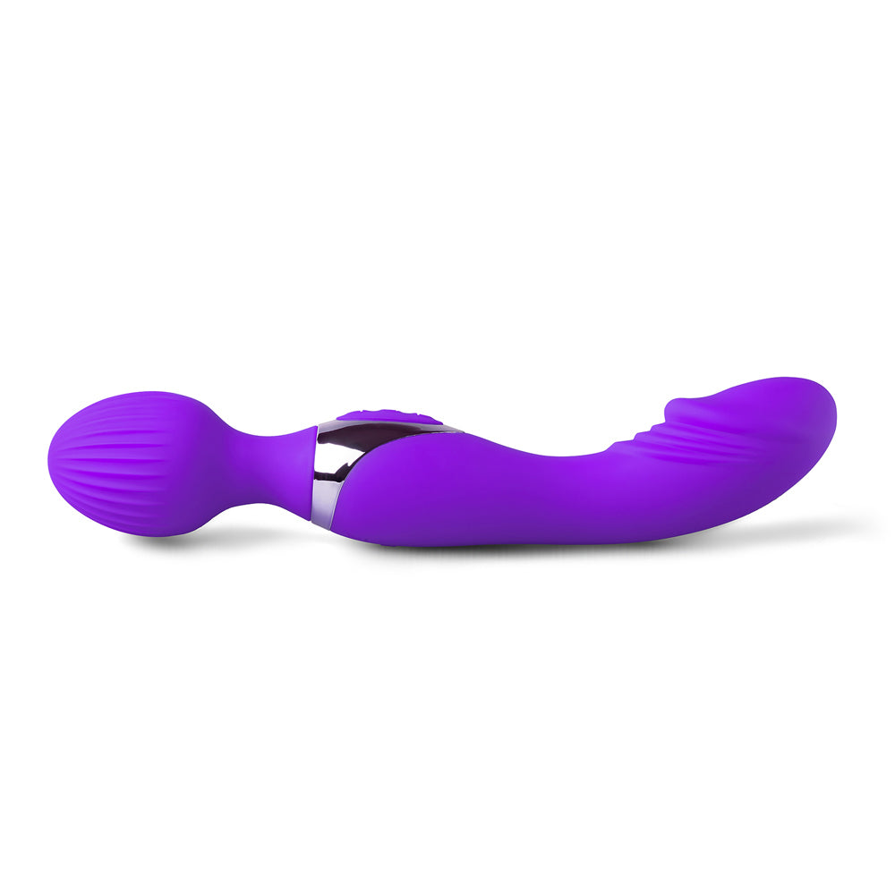A vibrant purple toy, a curved invitation to explore your desires.