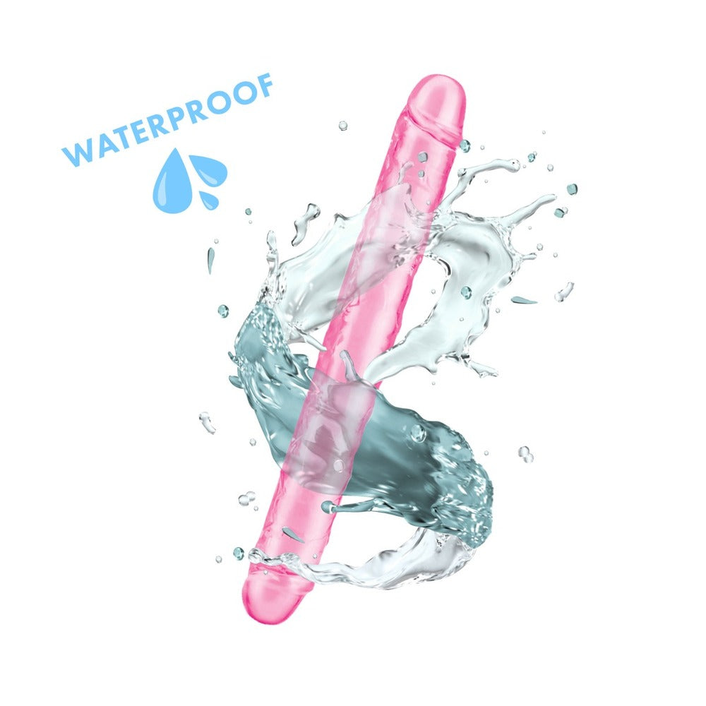 Pink double dildo with splash