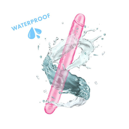Pink double dildo with splash