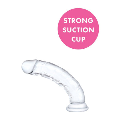 Clear curved pleasure dong with suction cup base. Explore your desires with Me You Us.
