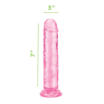 Pink, textured pleasure toy with base.