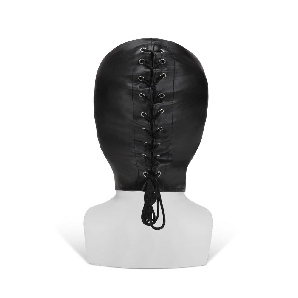 Black PU hood with back lacing
