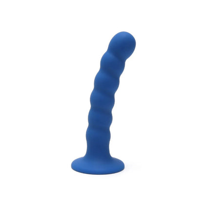 Blue ribbed G-spot peg dildo