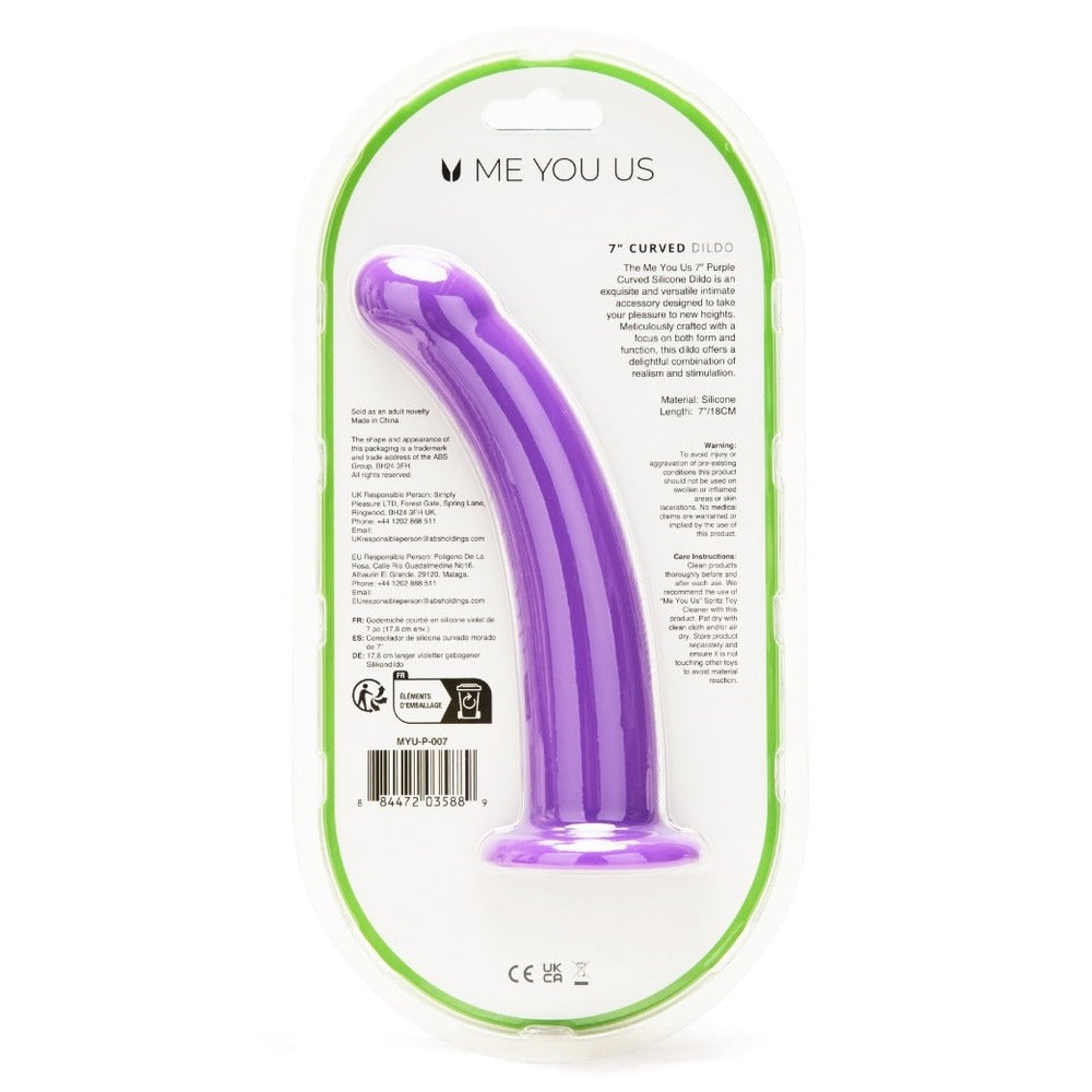 Purple curved silicone dildo.