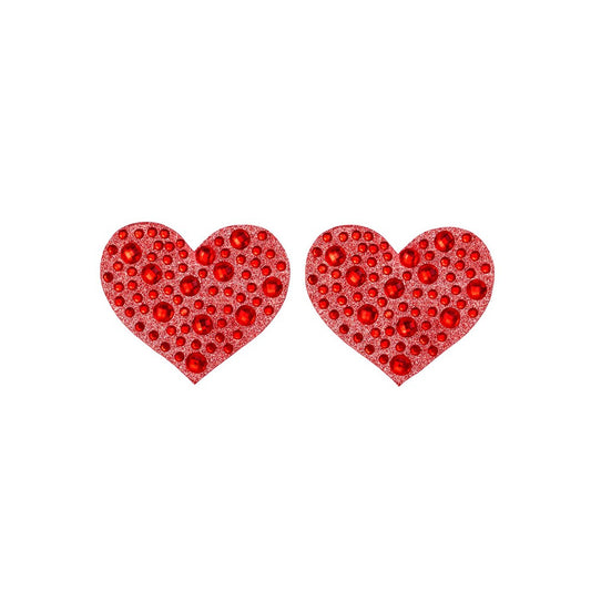 Red heart-shaped nipple stickers