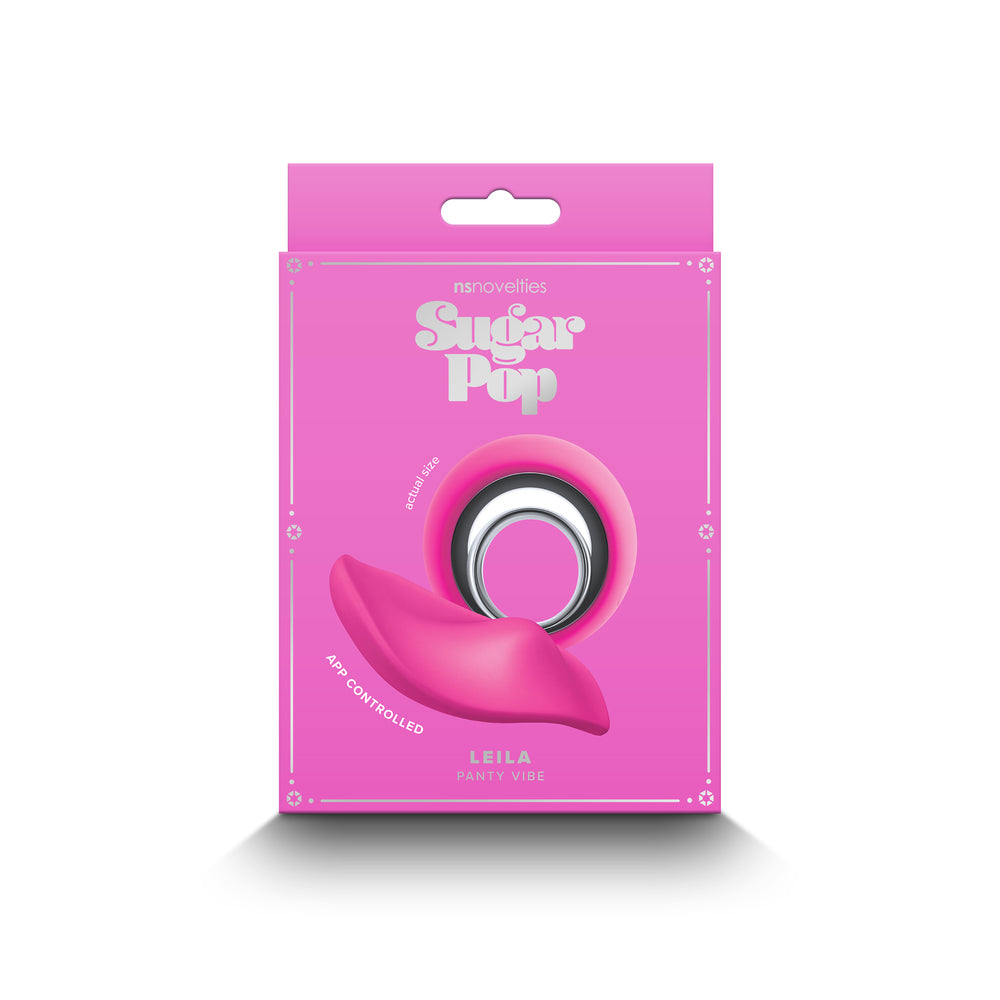 Sugar Pop Leila Panty Vibe in its pink packaging. An app controlled vibe for fun times.