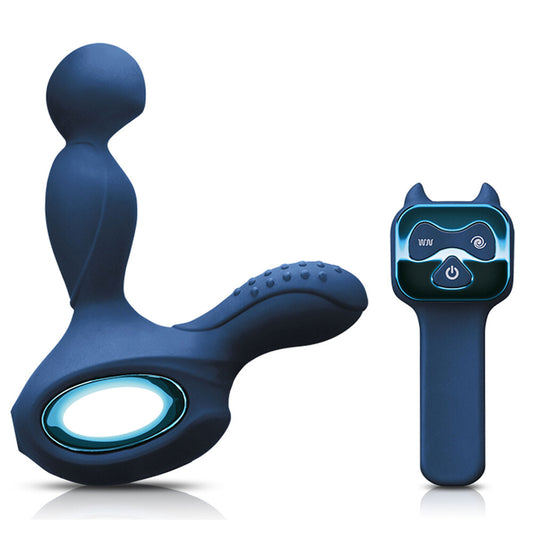 Blue prostate massager toy with remote