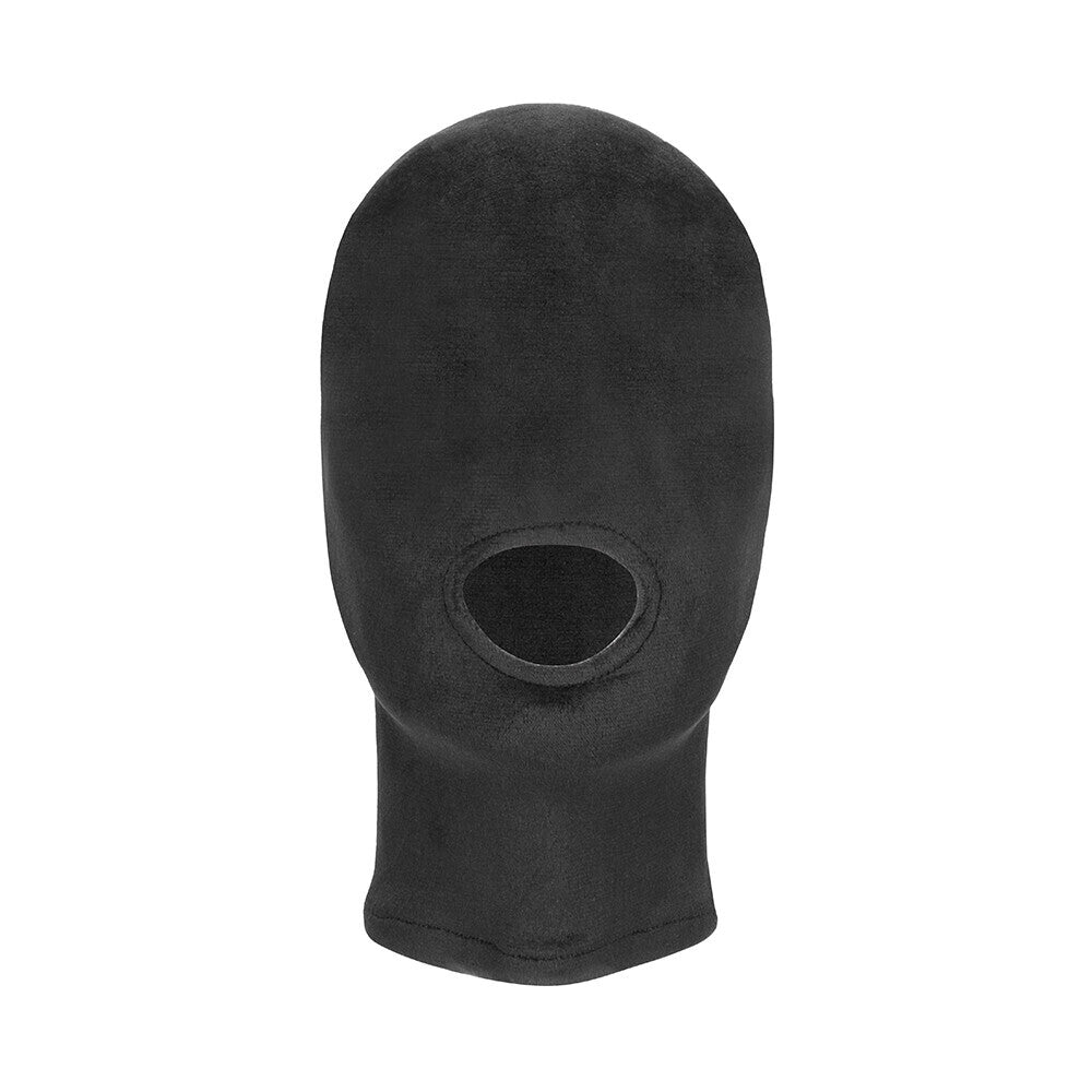 Black velvet mask with mouth opening