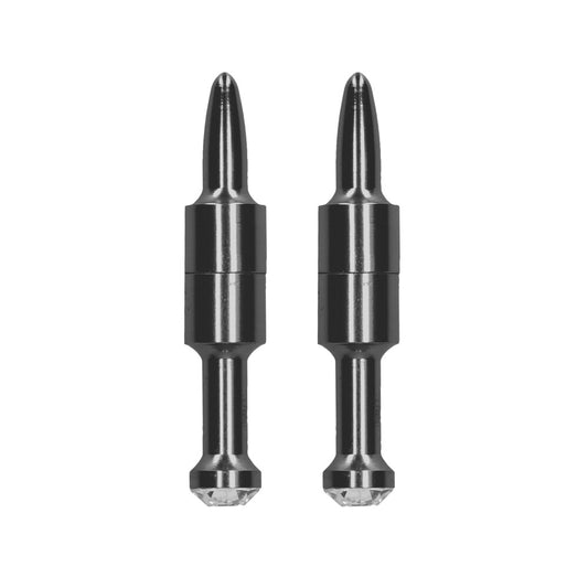 A pair of grey magnetic nipple clamps with diamond pin accents.