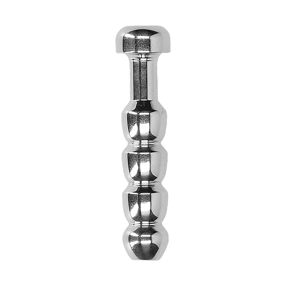 Ouch urethral sound with ridges, stainless steel plug by Shots Toys.