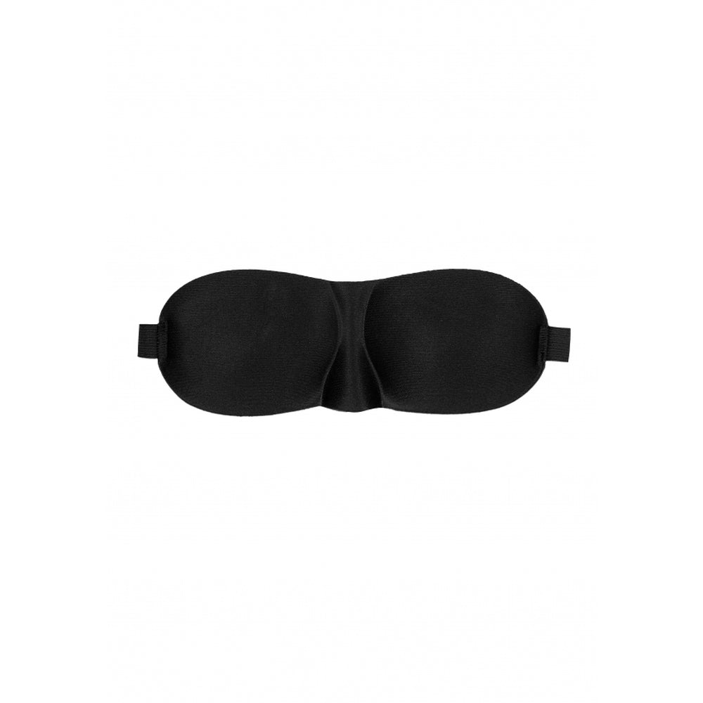 Black Ouch Satin Curvy Eye Mask for restful sleep.