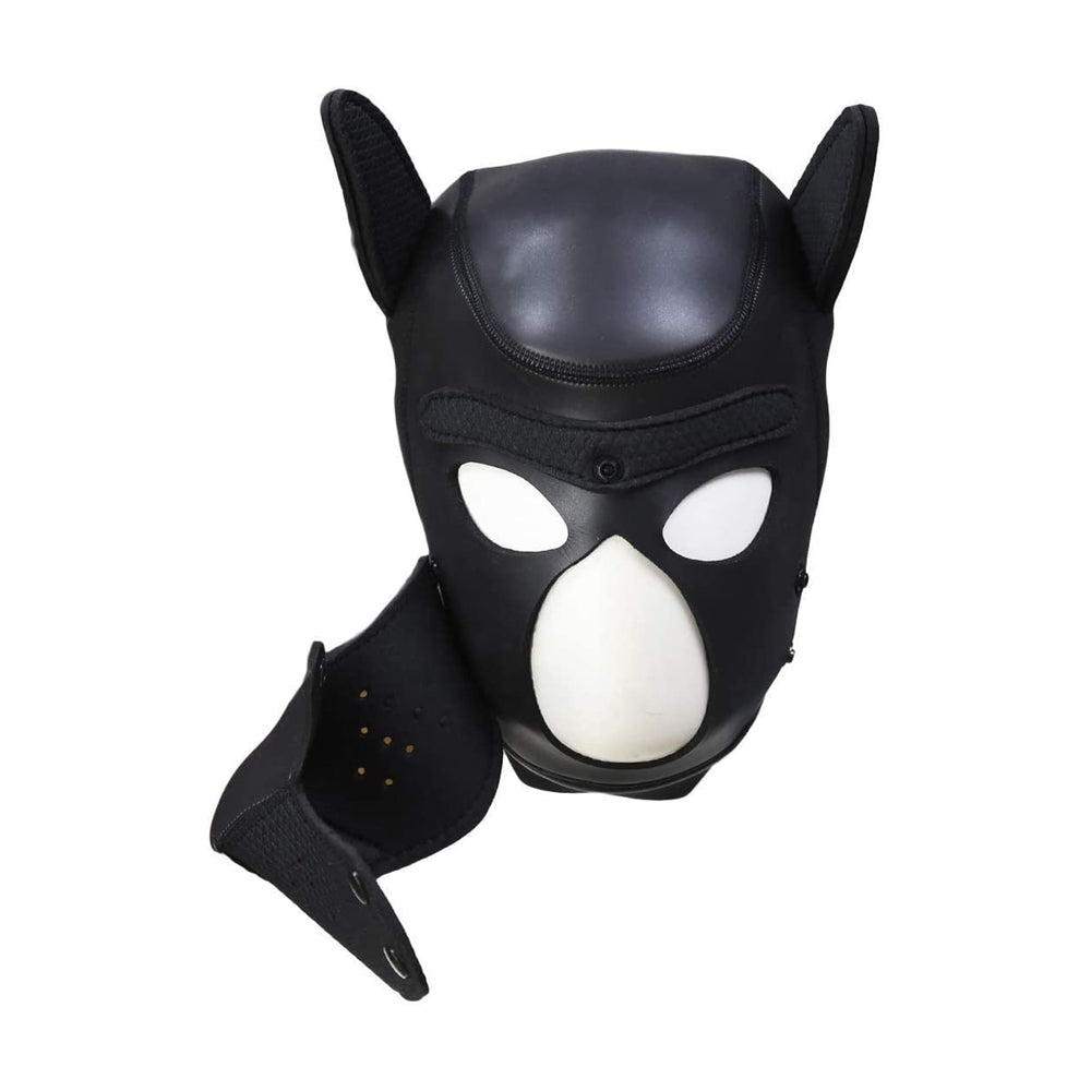 Black neoprene puppy mask for playful pup role-play.