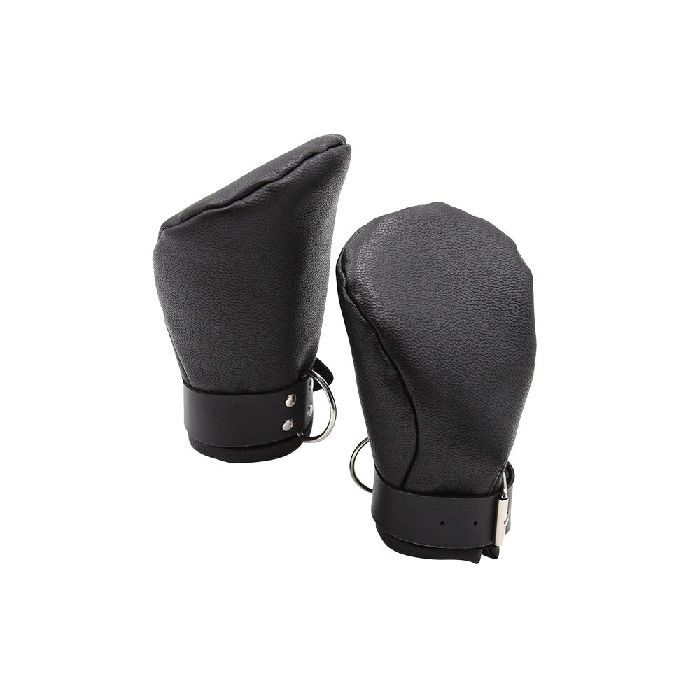 Black neoprene lined puppy play mittens.