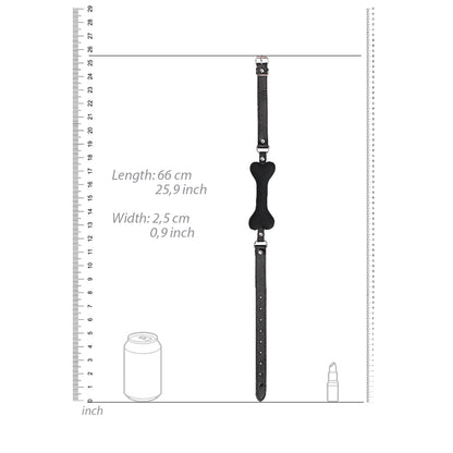 Silicone Bone Gag with adjustable straps and dimensions for puppy play.