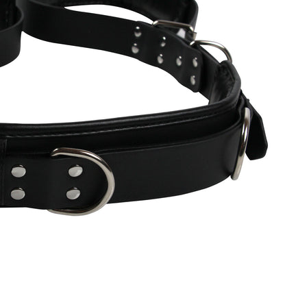 Black padded thigh sling detail