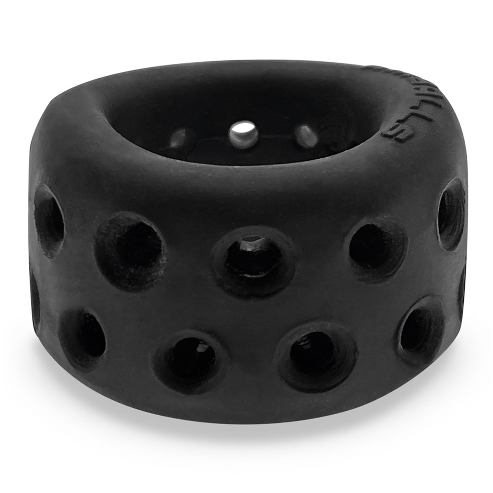 Black Oxballs AirLite ball stretcher with ventilation holes.