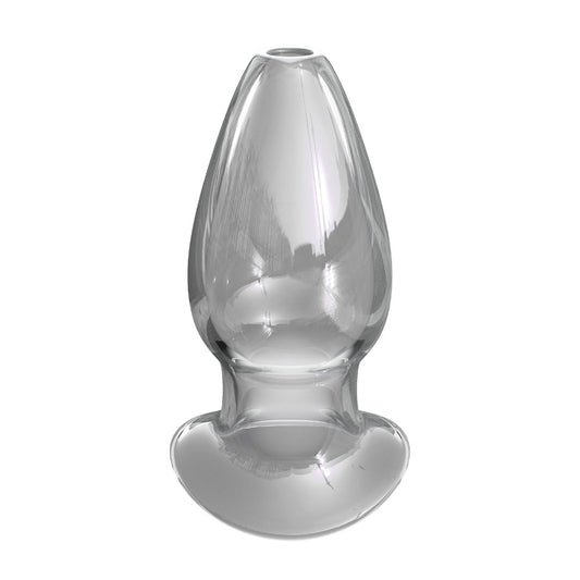 Crystal-clear glass pleasure plug, a tempting indulgence for intimate exploration and sensual discovery, designed for comfort and thrilling sensations.
