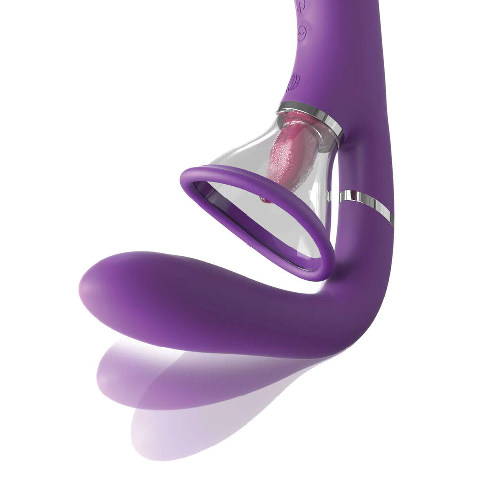 Purple stimulator with a rotating tongue.